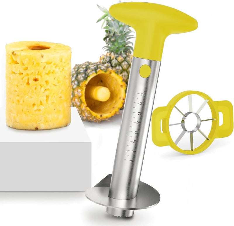 OOKUU Pineapple Corer Cutter, Stainless Steel Fruit Peeler Slicer - Upgraded, Reinforced Thicker Blade, Core Remover with Measure Mark, Kitchen Tool for Diced Pineapple Rings - Image 1